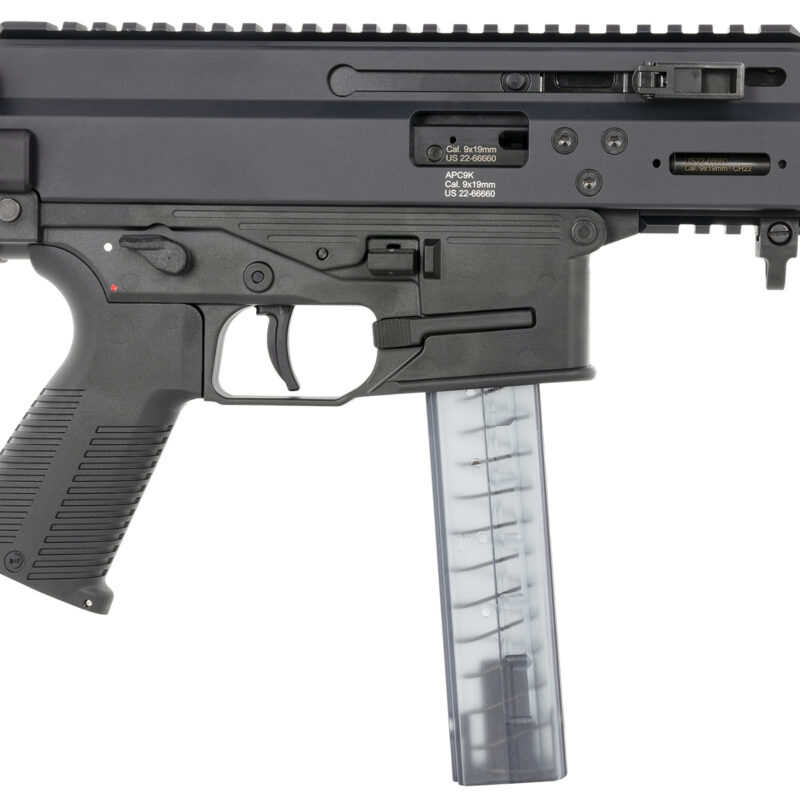 B&T Firearms 36176502 APC9K  9mm Luger 30+1 4.30" Black Steel Barrel, Black Picatinny Rail Receiver, Brace Adapter, Black Polymer Grips, Ambidextrous