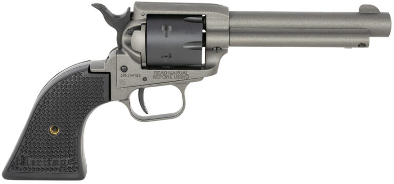 Heritage Mfg RR22C4 Rough Rider  22 LR 6 Shot 4.75" Tungsten Gray Cerakote Steel Barrel & Frame, Black Satin Cylinder & Textured Polymer Grips