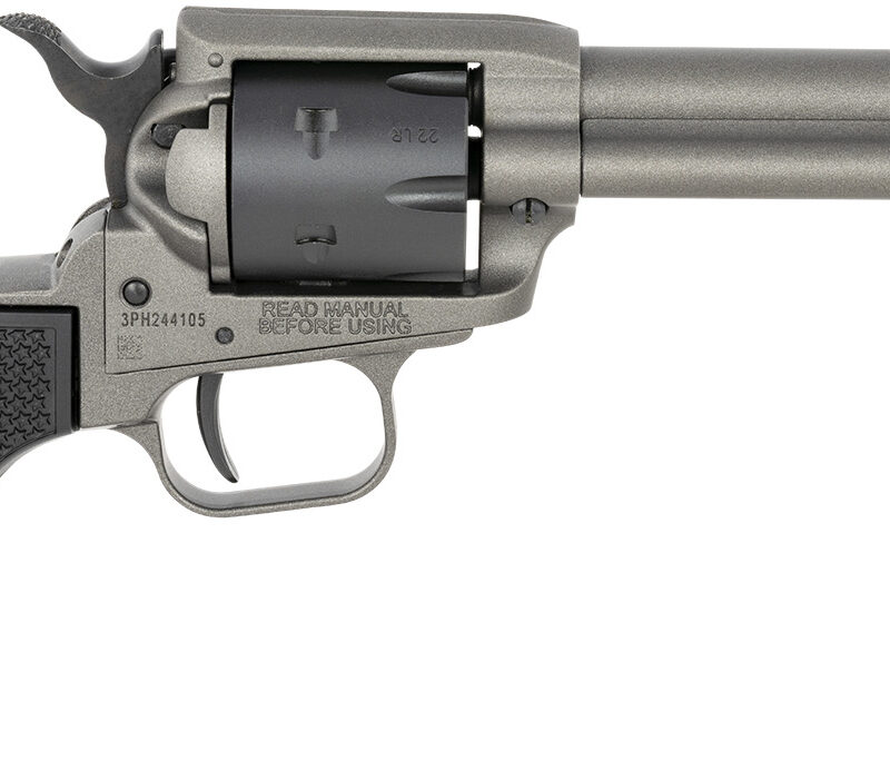 Heritage Mfg RR22C4 Rough Rider  22 LR 6 Shot 4.75" Tungsten Gray Cerakote Steel Barrel & Frame, Black Satin Cylinder & Textured Polymer Grips
