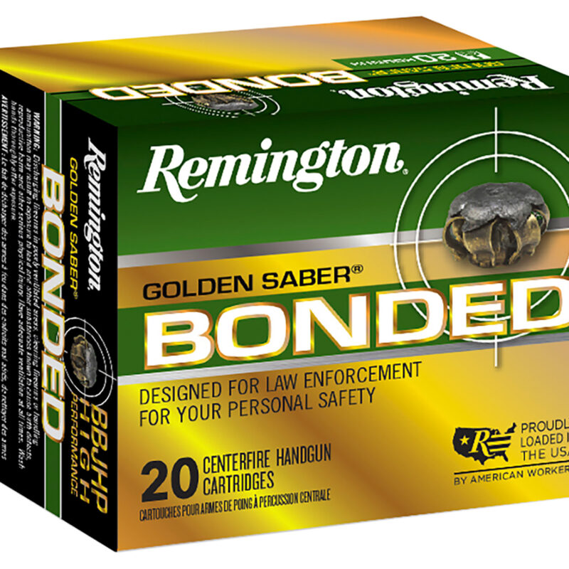 Remington Ammunition R21368 Golden Saber Bonded  10mmAuto 180gr Bonded Brass Jacketed Hollow Point 20 Per Box/25 Case