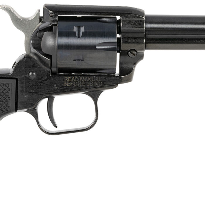 Heritage Mfg RR22B4PG Rough Rider  22 LR 6 Shot, 4.75" Black Steel Barrel, Black Cerakote Zinc Alloy Frame, Black Cerakote Cylinder, Black Polymer Grip, Hammer/Thumb Safety, Exposed Hammer