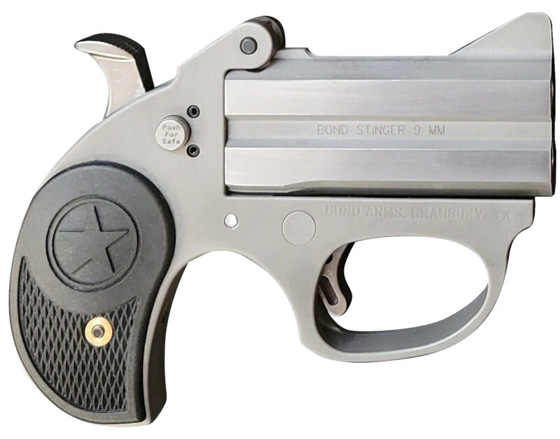 Bond Arms BASRS Stinger  38 Special 2rd 3" Rough Series Stainless Steel Double Barrel & Frame, Rebounding Hammer, Black Rubber Grips, Manual Safety