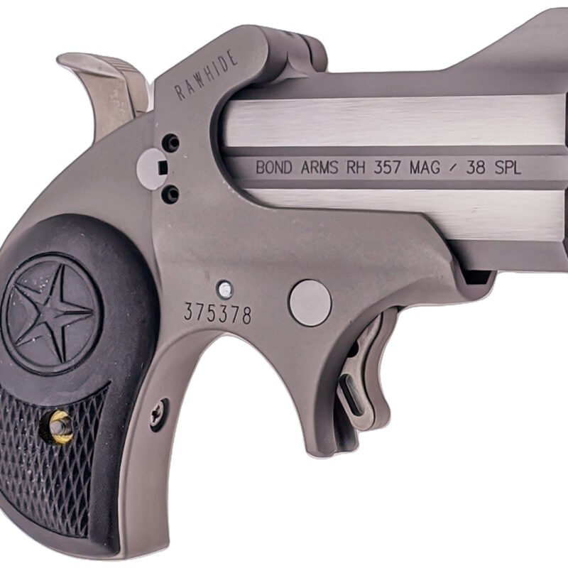 Bond Arms BARHR Rawhide  38 Special/357 Mag 2.50" 2rd, Stainless, Black Rubber Grips