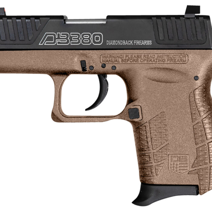 Diamondback DB0100E062 DB380 Gen4 380 ACP 6+1 2" Stainless Steel Barrel, Black Oxide Serrated w/Laser Logo Stainless Steel Slide, Flat Dark Earth Polymer Frame w/Beavertail, FDE Polymer Grip