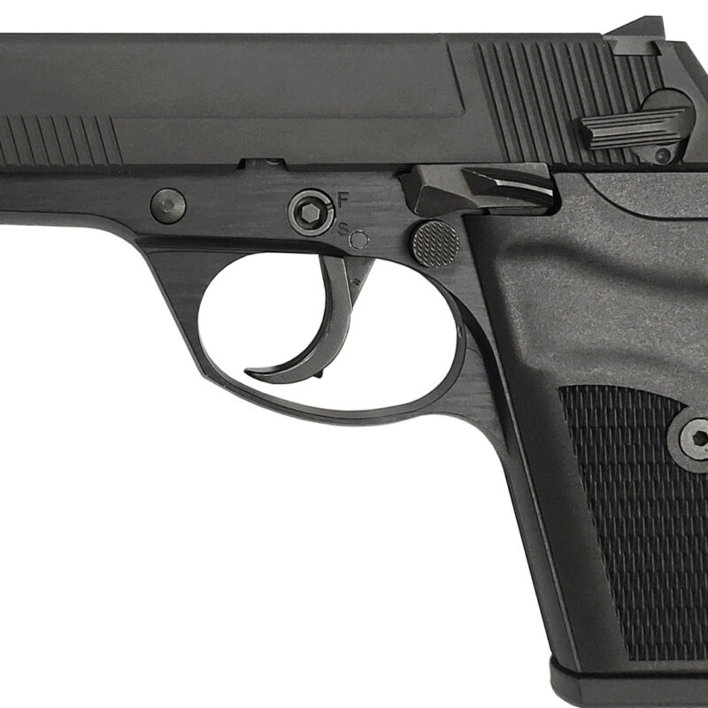 Rock Island 56798 LI380  Compact 380 ACP 8+1, 3.55" Black Steel Barrel, Black Parkerized Serrated Slide, Black Parkerized Steel Frame w/Beavertail, Black Polymer Grip