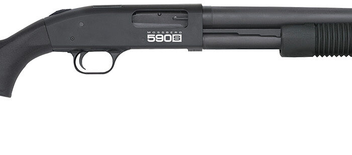 Mossberg 51605 590S  12 Gauge Pump 3" 9+1 18.50" Matte Blued Steel Barrel, Matte Blued Optic Ready Receiver, Fixed Black Synthetic Stock, Right Hand