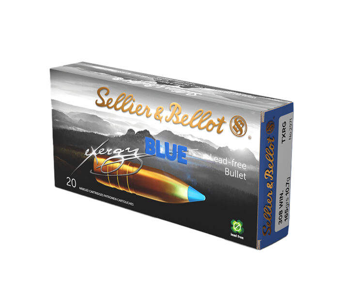 Sellier & Bellot SB308XA eXergy  308Win 165gr TAC EX Blue 20 Per Box/12 Case
