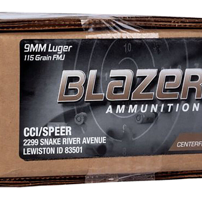 CCI 5200BK500 Blazer Brass Handgun 9mmLuger 115gr Full Metal Jacket 500 Per Box/1 Case *Loose