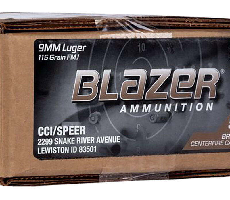 CCI 5200BK500 Blazer Brass Handgun 9mmLuger 115gr Full Metal Jacket 500 Per Box/1 Case *Loose