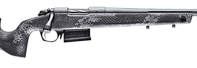 Bergara Rifles B14SM759 B-14 Crest 6.5 PRC 3+1 20" Fluted/Threaded, Sniper Gray Cerakote Barrel/Rec, Monte Carlo Carbon Fiber Stock with Black & Gray Splatter, Omni Muzzle Brake
