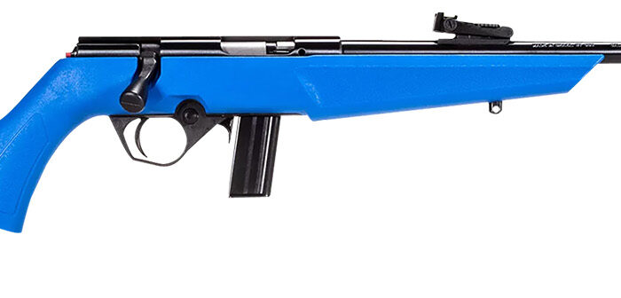Rossi  RB22  Compact 22 LR 10+1, 16" Matte Black Button Rifled Free Floating Steel Barrel, Matte Black Stainless Steel Receiver, Blue Monte Carlo Stock, Right Hand