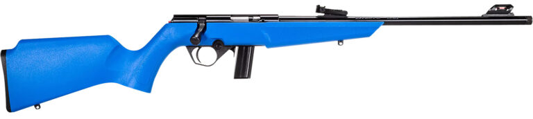 Rossi  RB22  Compact 22 LR 10+1, 16" Matte Black Button Rifled Free Floating Steel Barrel, Matte Black Stainless Steel Receiver, Blue Monte Carlo Stock, Right Hand