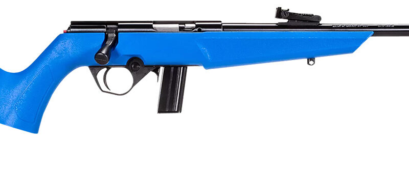 Rossi  RB22  Compact 22 LR 10+1, 16" Matte Black Button Rifled Free Floating Steel Barrel, Matte Black Stainless Steel Receiver, Blue Monte Carlo Stock, Right Hand
