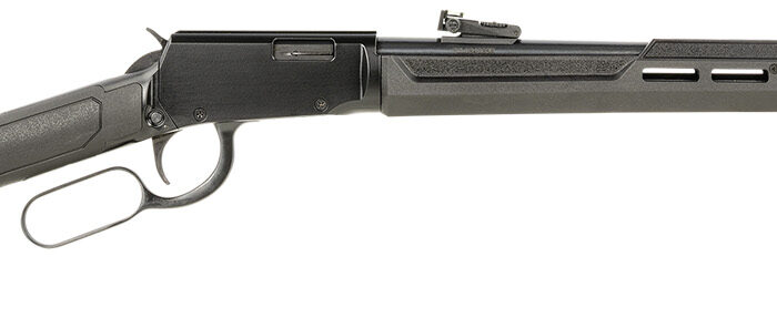 Rossi RL22W201SY Rio Bravo  Lever Action 22 WMR 12+1 20" Round Barrel, Black, Polished Rec/Barrel, Synthetic Stock, Fiber Optic Sights