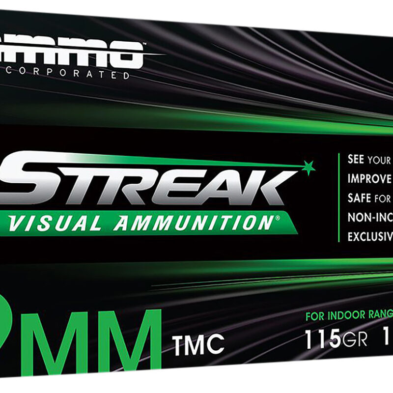 Ammo Inc 9115TMCSTRKGRN50 Streak Visual (GREEN)  9mm Luger 115gr Total Metal Case 50 Per Box/20 Case