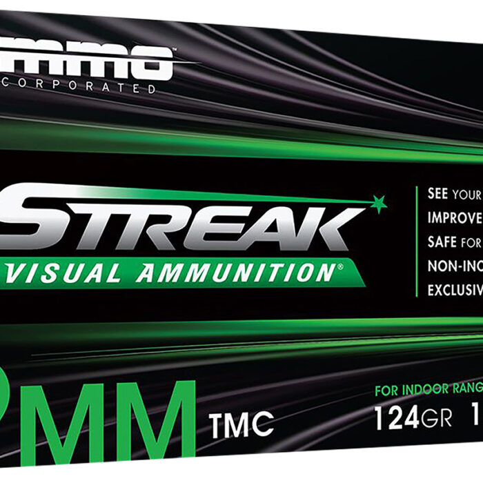 Ammo Inc 9124TMCSTRKGRN50 Streak Visual (GREEN)  9mm Luger 124gr Total Metal Case 50 Per Box/20 Case