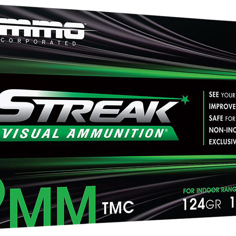 Ammo Inc 9124TMCSTRKGRN50 Streak Visual (GREEN)  9mm Luger 124gr Total Metal Case 50 Per Box/20 Case