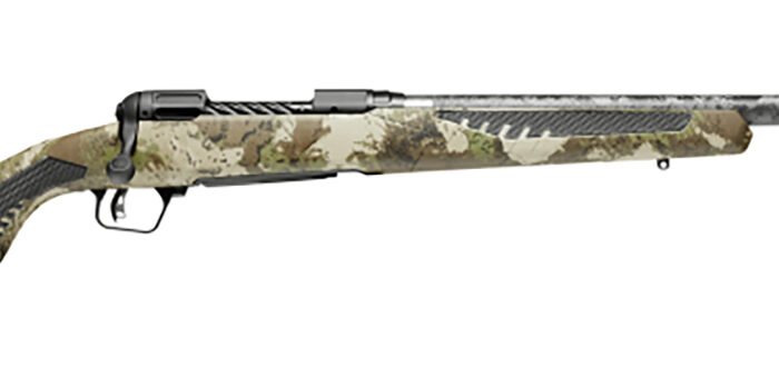 Savage Arms 58020 110 UltraLite 6.5 PRC 2+1 22" Threaded Carbon Fiber Wrapped Barrel, Black Melonite Rec, Woodland Camo AccuStock with AccuFit