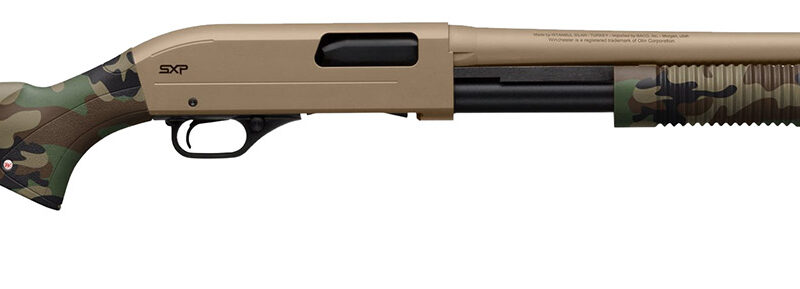 Winchester Repeating Arms  SXP Defender 20 Gauge 3" 5+1 (2.75") 18" Barrel, FDE Drilled & Tapped Rec, Woodland Camo Textured Stock, Tactical  Ribbed Forearm, Inflex Recoil Pad