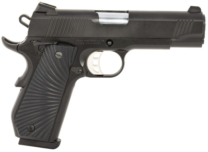 SDS Imports 10100102 1911 Devil Ray Carry 45 ACP 8+1 4.25" Stainless Steel Barrel, Black Cerakote Serrated Steel Slide, Black Cerakote Steel Frame w/Beavertail, Black Sunburst G10 Grips