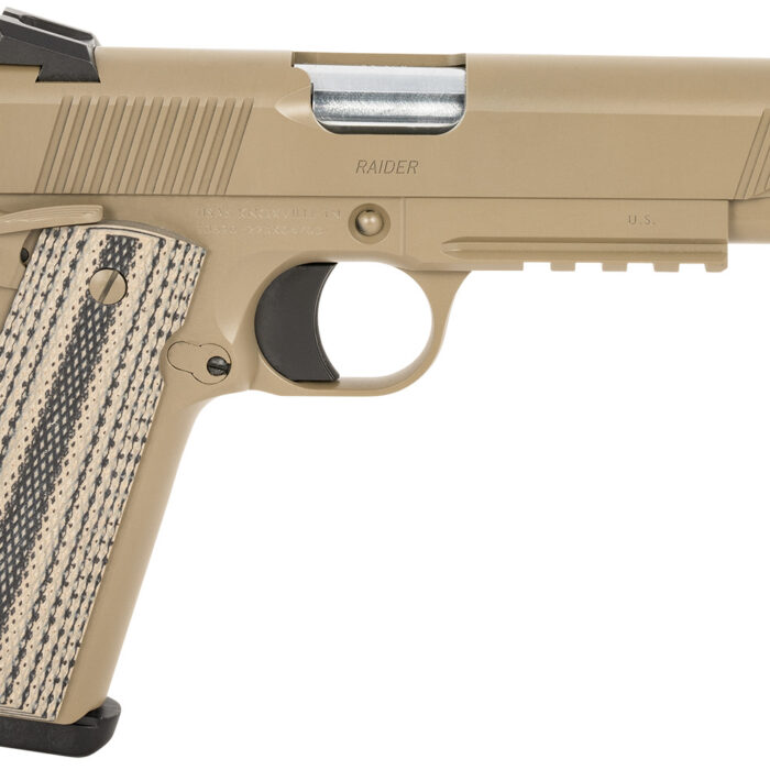 Tisas 10100505 1911 Duty 45 ACP 8+1 5" Black Steel Barrel, Flat Dark Earth Cerakote Serrated Steel Slide, Flat Dark Earth Cerakote Steel Frame w/Beavertail, Ambidextrous