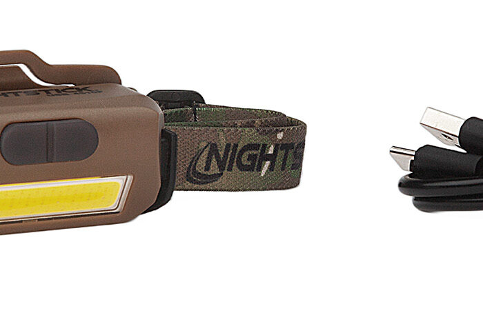 Nightstick USB4510F USB-4510F Multi-Flood Flat Dark Earth 35/60/250 Lumens Green/Red/White LED Bulb Clip-On/Camo Strap