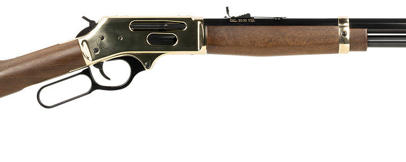 Henry H009BG Side Gate  Full Size 30-30 Win 5+1 20" Blued Steel Barrel, Brass Polished Drilled & Tapped Brass Receiver, American Walnut Fixed Stock, Right Hand