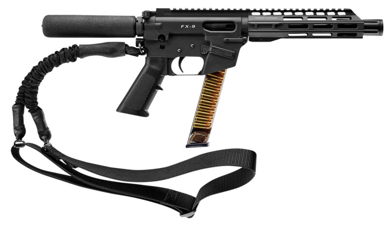 FREEDOM ORDNANCE FX9P8T FX-9  9mm Luger 32+1 8", Black, M-LOK Handguard, Padded Buffer Tube, A2 Grip, 3" Faux Suppressor, Includes Sling