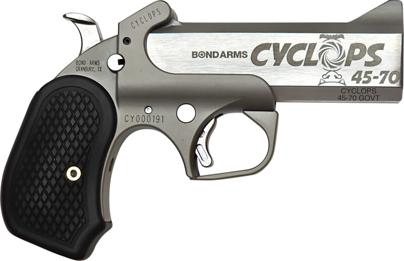 Bond Arms BACY Cyclops  45-70 Gov 1rd Shot 4.25" Stainless Stainless Steel Barrel Matte Stainless Black Extended B6 Resin Grips