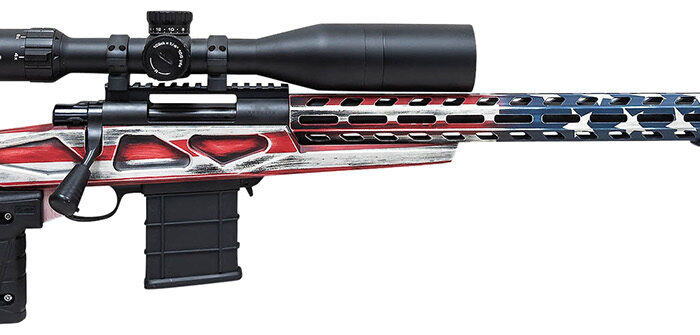 Howa HCRA72507USKMDT M1500 APC Chassis 6.5 Creedmoor 24" Blued Heavy Barrel 10+1 (3 Mags), American Flag Cerakote 6 Position Luth-AR MBA-4 w/Aluminum Chassis Stock, Includes Bipod and Grips