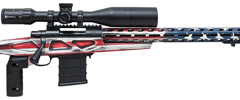 Howa HCRA72507USKMDT M1500 APC Chassis 6.5 Creedmoor 24" Blued Heavy Barrel 10+1 (3 Mags), American Flag Cerakote 6 Position Luth-AR MBA-4 w/Aluminum Chassis Stock, Includes Bipod and Grips