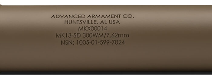 ADVANCED ARMAMENT COMPANY 65008 MK13-SD  30 Cal Rated Up To 300 Win Mag, FDE Titanium, 90T Taper Mount