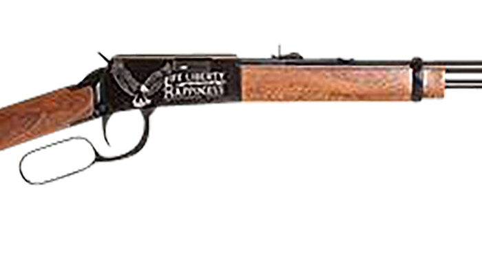 Rossi RL22W201WDEN19 Rio Bravo  Full Size, Lever Action 22 WMR 12+1, 20" Polished Black Steel Barrel, Polished Black w/July 4 Eagle Engraving Steel Receiver, German Fixed Beechwood Stock, Right Hand