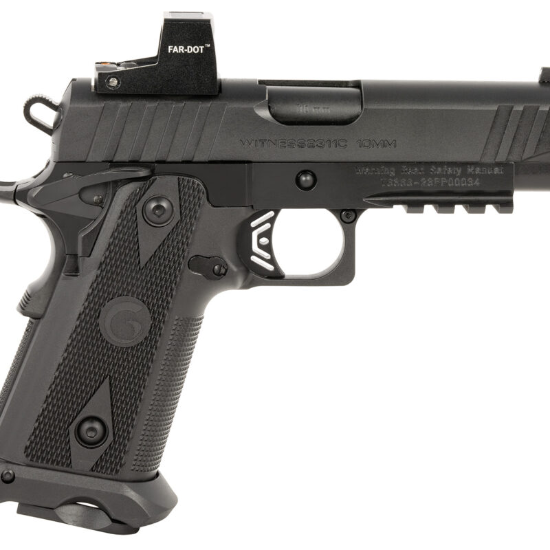 Girsan 395010 Witness2311  10mm Auto 15+1 4.25" Black Steel Barrel, Black Serrated Black Polymer Frame w/Beavertail & Picatinny Rail, Black Checkered Polymer Grip, Ambidextrous