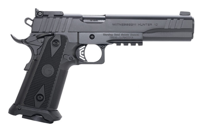 Girsan 395070 Witness2311  10mm Auto 15+1 6" Black Steel Barrel, Black Serrated Steel Slide, Black Polymer Frame w/Beavertail & Picatinny Rail, Black Checkered Polymer Grip, Ambidextrous