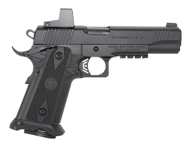 Girsan 395020 Witness2311  9mm Luger 17+1 5" Black Steel Barrel, Black Optic Ready/Serrated Steel Slide, Black Polymer Frame w/Beavertail & Picatinny Rail, Black Checkered Polymer Grip, Ambidextrous