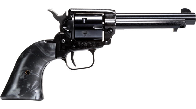 Heritage Mfg RR22B4BP Rough Rider  22 LR 6 Shot, 4.75" Black Oxide Steel Barrel, Black Oxide Zinc Alloy Frame, Black Oxide Cylinder, Black Pearl Grip, Manual Safety, Exposed Hammer