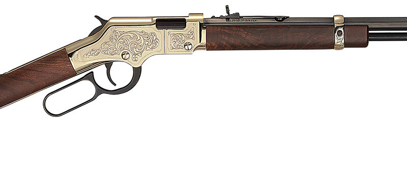 Henry H004MD4 Golden Boy Deluxe 4th Edition 22 WMR 12+1 20.50" Blued Octagon Barrel, Engraved Brasslite Rec, American Walnut Stock, Ad. Buckhorn Sights