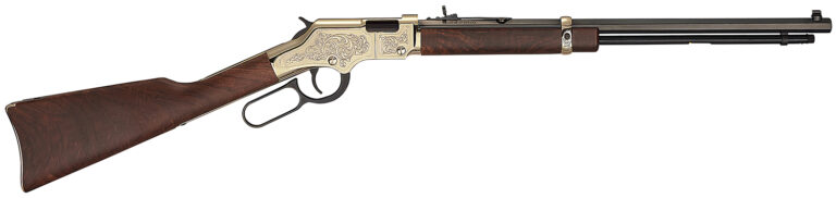 Henry H004VD4 Golden Boy Deluxe 4th Edition 17 HMR 12+1 20" Blued Octagon Barrel, Engraved Brasslite Rec, American Walnut Stock, Ad. Buckhorn Sights