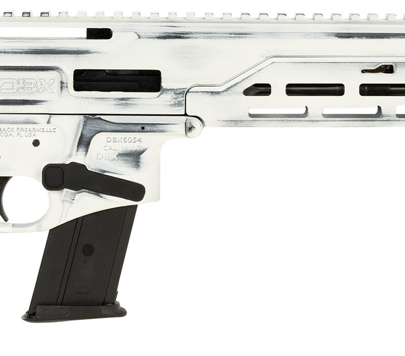 Diamondback DB1614L401 DBX CF 5.7x28mm 8" 20+1, Battleworn Storm Tropper White Rec, Picatinny End Cap, Black Magpul K Grip