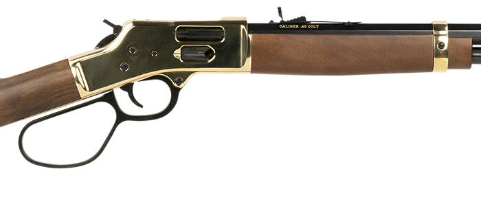 Henry H006GCL Side Gate  45 Colt (LC) 10+1 20" Blued Octagon Barrel, Polished Brass Rec, American Walnut Stock, Adj. Sight, Large Loop Lever