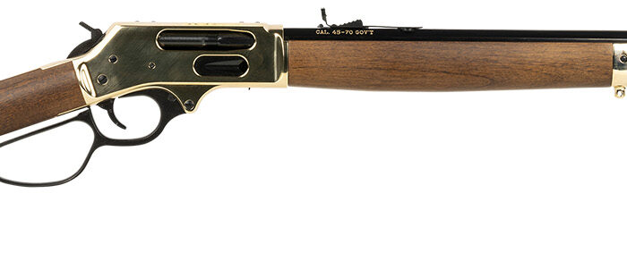 Henry H010BG Side Gate  45-70 Gov 4+1 22" Blued Octagon Barrel, Polished Brass Hardened Rec, American Walnut Stock Furniture, Large Loop Lever, Adj. Sight