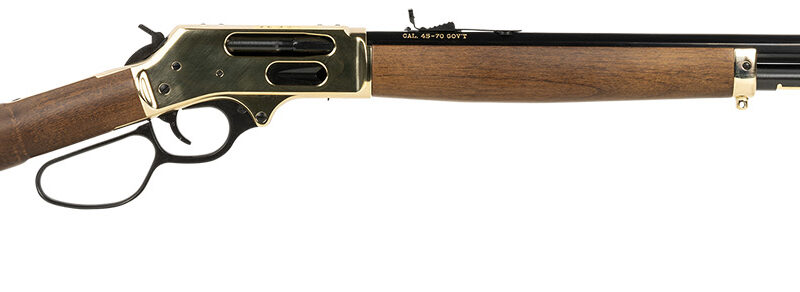 Henry H010BG Side Gate  45-70 Gov 4+1 22" Blued Octagon Barrel, Polished Brass Hardened Rec, American Walnut Stock Furniture, Large Loop Lever, Adj. Sight
