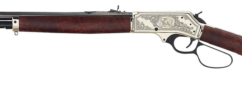 Henry H010BGWL Wildlife  45-70 Gov 4+1 22" Blued Octagon, Polished Brass Engraved Rec, American Walnut Furniture, Large Loop Lever, Adj. Brass Bead Sight