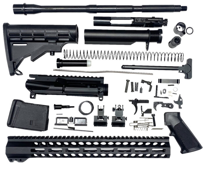 Bowden Tactical J27113 AR Rifle Build Kit  Complete, 13" M-Lok Handguard, Mil-Spec Parts, Flip Up Sights