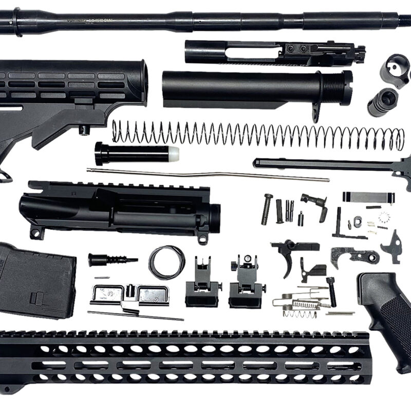 Bowden Tactical J27113 AR Rifle Build Kit  Complete, 13" M-Lok Handguard, Mil-Spec Parts, Flip Up Sights