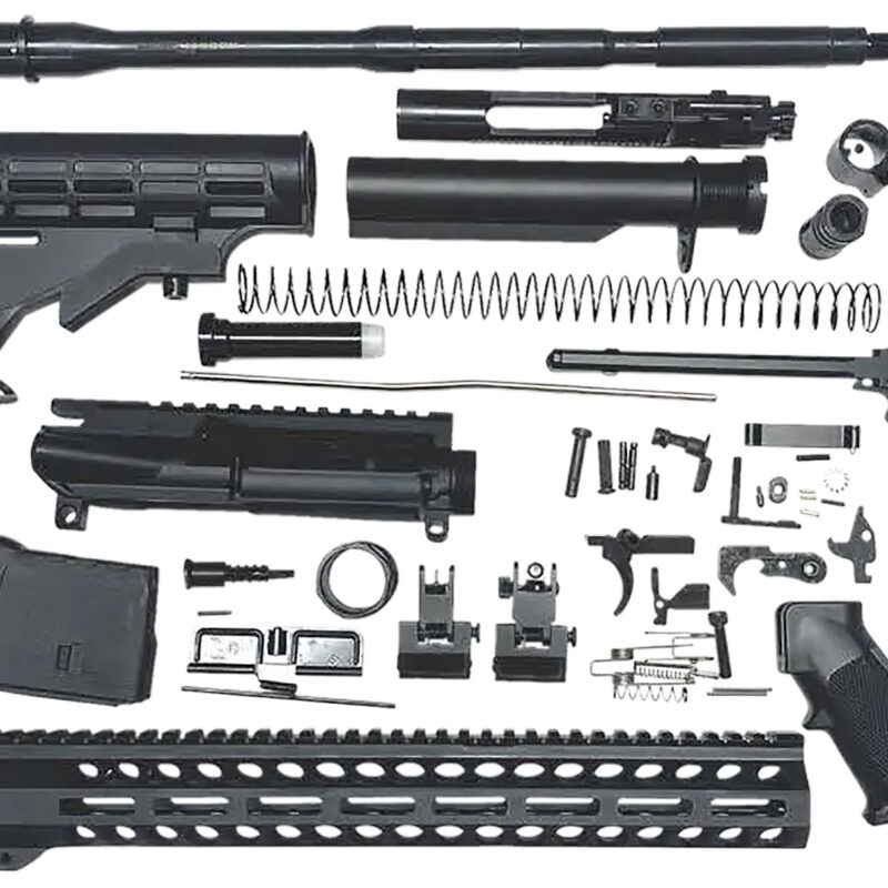 Bowden Tactical J27115 AR Rifle Build Kit  Complete, 15" M-Lok Handguard, Mil-Spec Parts, Flip Up Sights