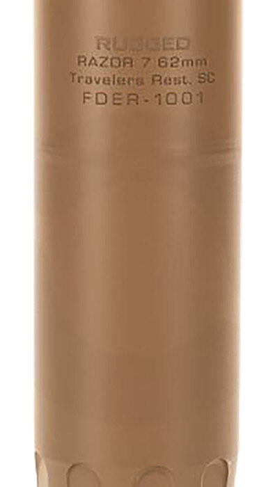 Rugged Suppressors RZRFDE762 Razor762  30 Cal (7.62mm), Rate Up To 300 RUM, 6.40" L FDE Cerakote Stainless Steel, 5/8"-24 tpi R3 Flash Hider Included
