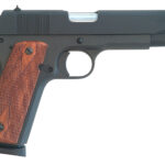 Cimarron 1911 1911 .45 ACP 8+1, 5.03" Black Steel Barrel, Black Parkerized Serrated Slide & Frame, Checkered Walnut Grips 2 156626