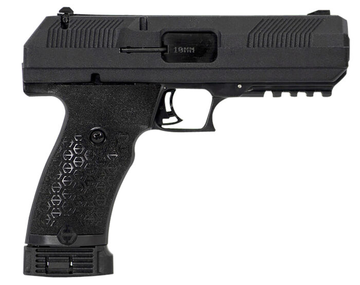 Hi-Point JXP10NTB JXP  10mm Auto 10+1 4.50" Black Steel Barrel, Black Powder Coated YC9 Styled/Serrated Steel Slide, Black Polymer Frame w/Picatinny Rail, Black Textured Polymer Grip